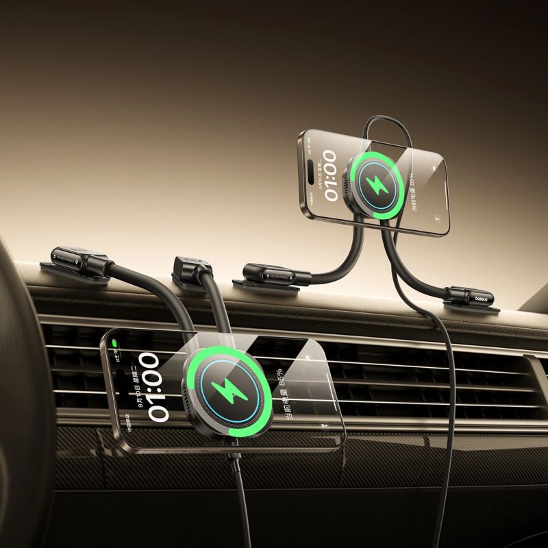 10. Baseus PrimeTrip C03sPro Car Holder for Dashboard with Adhesive Inductive Charger - Black