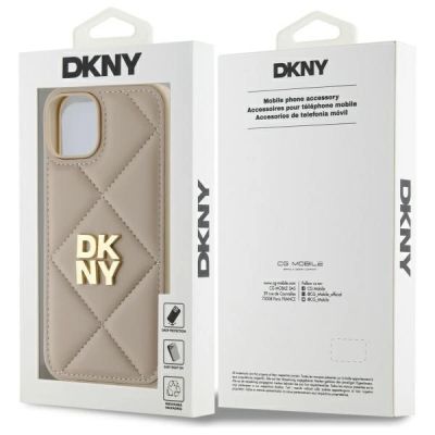 8. DKNY Quilted Stack Logo iPhone 14 Case - Beige
