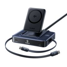 Baseus Nomos NH21 6-in-1 245W Wireless Charging Station with Two Retractable USB-C Cables - Black