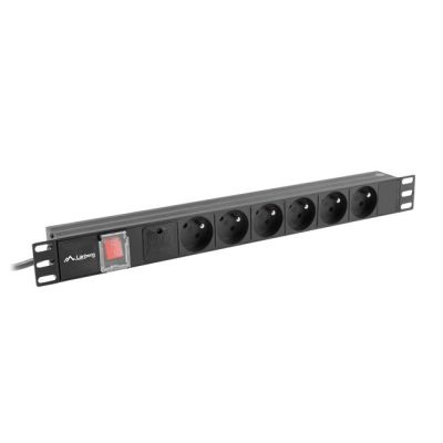 2. LANBERG RACK POWER STRIP PDU 19" (1U, 16A, 6X 230V PL, 2M, BLACK) PDU-06E-0200-BK