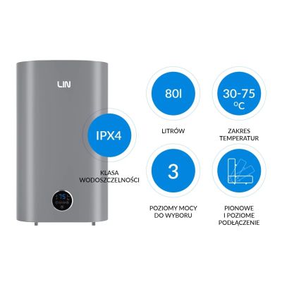 8. Electric boiler LIN LIFVD1SMGY 80L UNIVERSAL gray WiFi