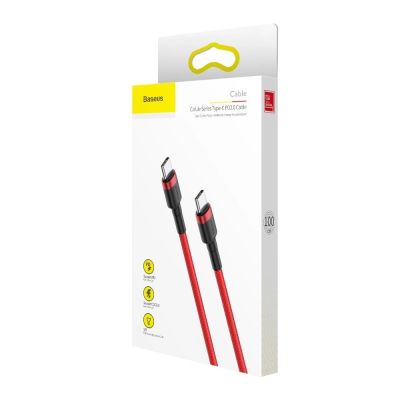 12. Baseus CATKLF-G09 USB-C - USB-C PD QC cable 60W 3A 480Mb/s 1m - red