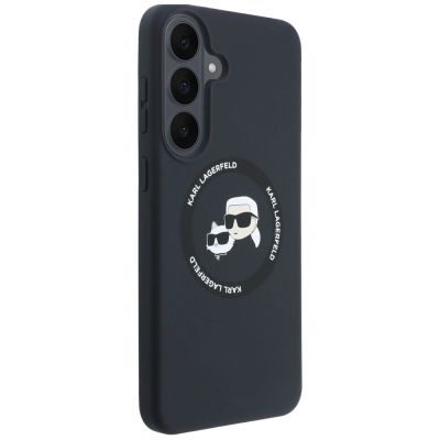 4. Karl Lagerfeld Silicone Karl&Choupette Heads MagSafe Case for Samsung Galaxy S26 FE - Black