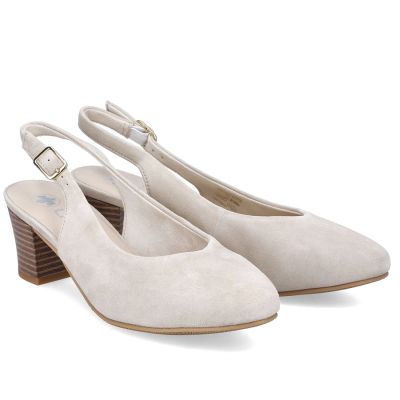 14. Beige leather open-toe pumps Rieker 44651-60