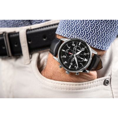 3. Giewont Chronograph Sapphire Black Silver Men's Watch GW5630-A2