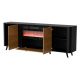 2. VOLARE chest of drawers 200x39x75 black/walnut + fireplace