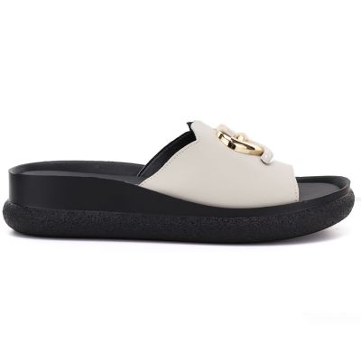 2. Women's beige leather wedge sandals S.Barski KV61-6046