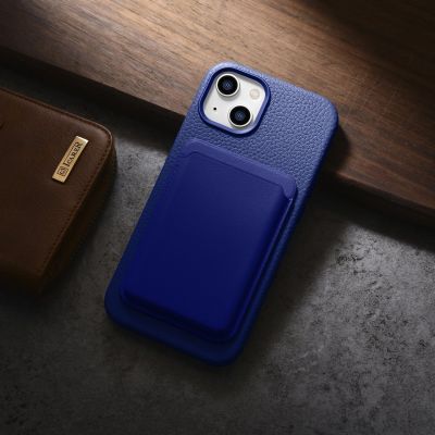 17. iCarer Litchi Premium Leather Case iPhone 14 Plus Magnetic Leather Case with MagSafe Dark Blue (WMI14220711-DB)