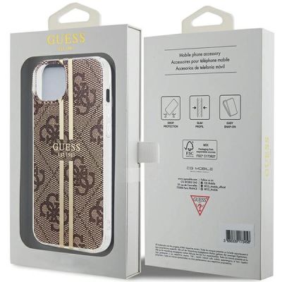8. Guess IML 4G Gold Stripe case for iPhone 15 Plus / 14 Plus - brown