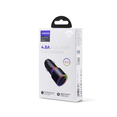 5. Joyroom car charger 2 x USB with backlight 24W black (JR-CL10)