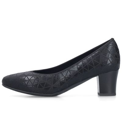 3. Women's leather pumps with a low heel, black Rieker 44650-05