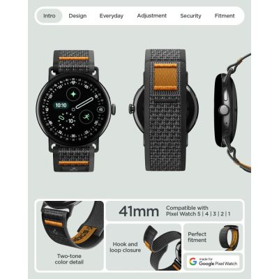 6. Spigen Athlex Air Band for Google Pixel Watch 41 mm – Black-Orange