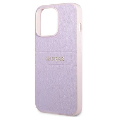 6. Guess GUHCP13LPSASBPU iPhone 13 Pro / 13 6.1" purple/purple Saffiano Hot Stamp & Metal Logo