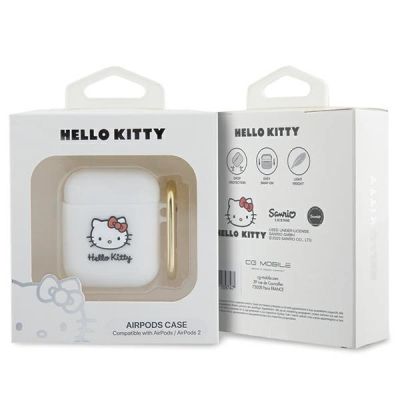 3. Hello Kitty Silicone 3D Kitty Head case for AirPods 1/2 - white