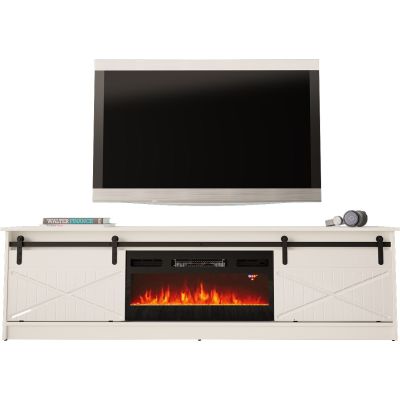 2. GRANERO TV cabinet + fireplace 200x56.7x35 white/white gloss