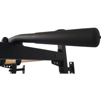 35. GYMNASTIC WOODEN AND METAL EXTENSION WALL BAR WITH METAL HANDLE IN OAK COLOUR BENCHK 511