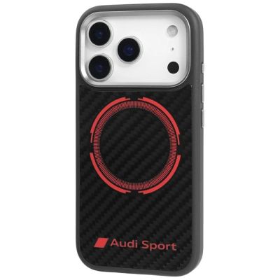 3. Audi RSQ Carbon Fiber Sport Red Circle MagSafe Case for iPhone 17 Pro - Black