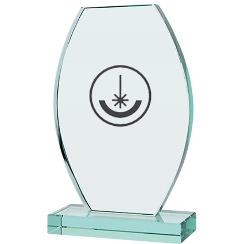 Engraved glass trophy with case