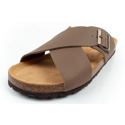 2. Bio Bio shoes men's slippers, profiled flip-flops, natural leather, brown