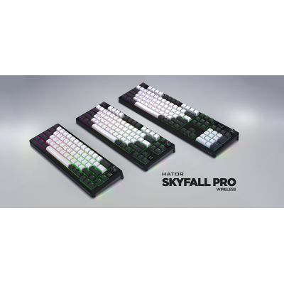 7. HATOR Skyfall Pro Wireless 80 Gaming Keyboard USB + RF Wireless + Bluetooth QWERTY US English Black, Gray