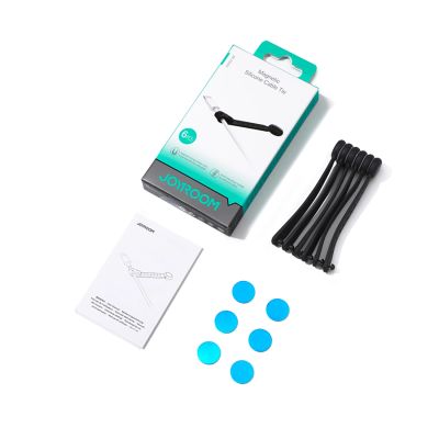 3. Joyroom JR-ZS422 Cable Organizer Silicone Headband with Magnet, Set of 6 - Black