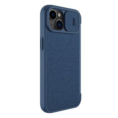4. Nillkin Qin Cloth Pro Case Case for iPhone 14 Plus Camera Cover Holster Cover Flip Case Blue