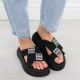 7. Women’s black platform slides with rhinestones Potocki 16347