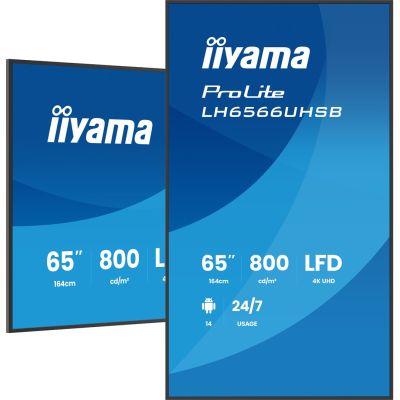 5. iiyama LH6566UHSB-B1AG signage display Flat panel Digital Signage 165.1 cm (65") LCD Wi-Fi 800 cd/m2 4K Ultra HD Black Built-in processor Android 24/7