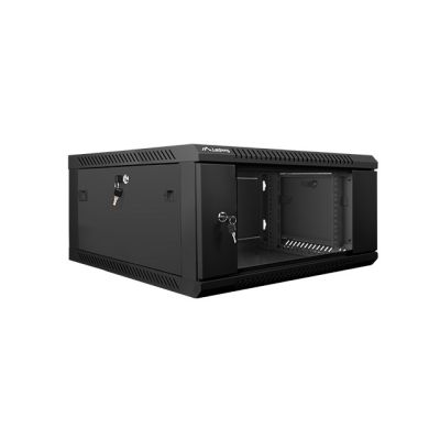 2. Lanberg WF01-6604-10B single-section cabinet (4U; 280mm / 600mm / 600 mm; wall-mounted; Glass; 19''; black)