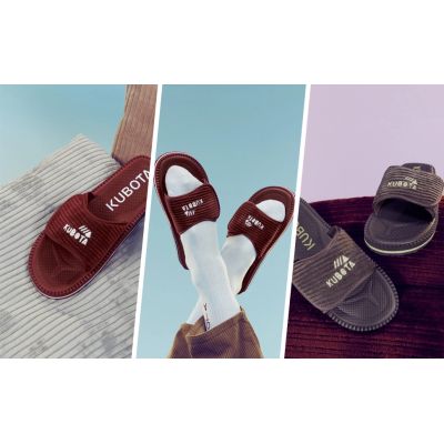 10. Kubota Velcro Corduroy Graphite Flip Flops KUBKRZ-AW23-02-28