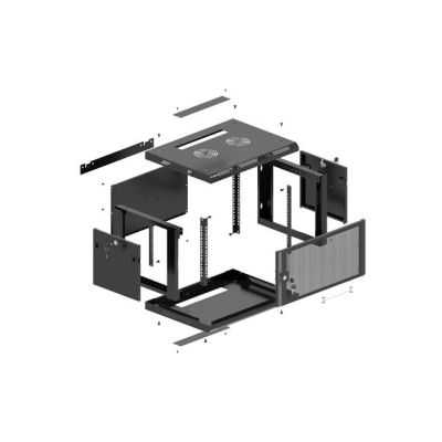 14. Lanberg 19" 6U 600x600 black wall-mounted rack cabinet with perforated doors (flat pack)