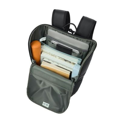 23. Rivacase Eden City Backpack Black Polyester, Waxed Leather (Pull Up)