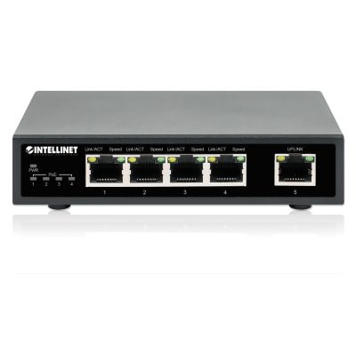 5. INTELLINET SWITCH GIGABIT 4X RJ45 POE+, 1X RJ45 GI