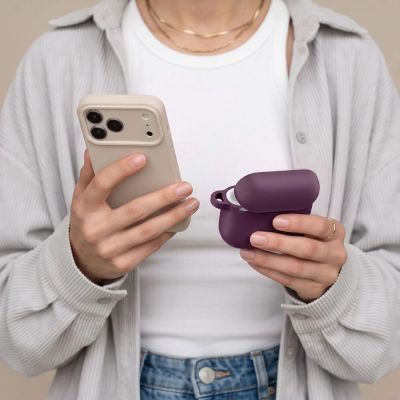 6. Tech-Protect Silicone Hook Case for Apple AirPods 4 / 5 – Burgundy