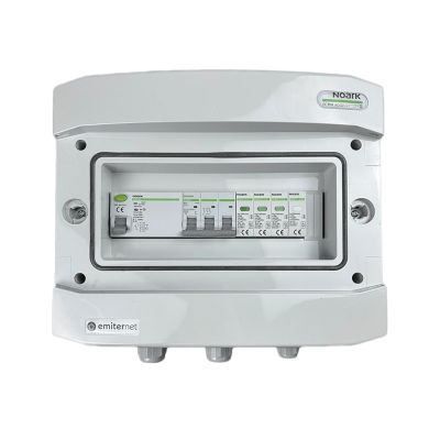 Hermetic IP65 EMITER AC connection switchboard with AC surge arrester Noark type 1+2, 25A 3-F, RCD type A 40A/300mA