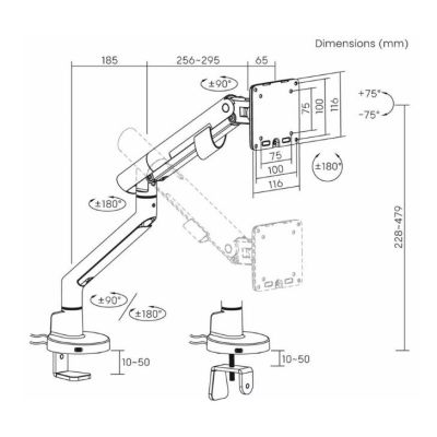 6. Desk mount for ART RAMM L-29GD LED/LCD monitor 17-35" 2-11kg 2xUSB 3.0 Premium White