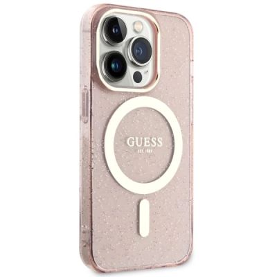 4. Guess GUHMP14LHCMCGP iPhone 14 Pro 6.1" pink/pink hardcase Glitter Gold MagSafe