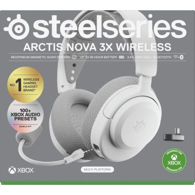 7. Steelseries Arctis Nova 3X Wireless for Xbox Headphones, White