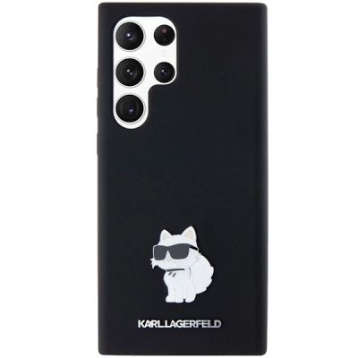 3. Karl Lagerfeld Silicone Choupette Metal Pin case for Samsung Galaxy S24 Ultra - black