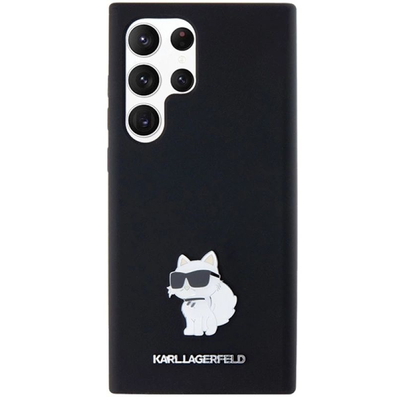 3. Karl Lagerfeld Silicone Choupette Metal Pin case for Samsung Galaxy S24 Ultra - black