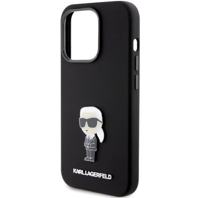 6. Karl Lagerfeld Silicone Ikonik Metal Pin case for iPhone 15 Pro - black