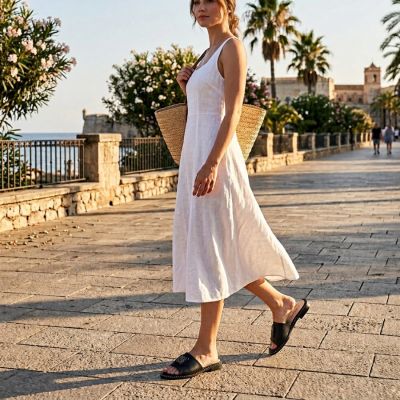 8. Women's black leather flip-flops S.Barski KV61-6019