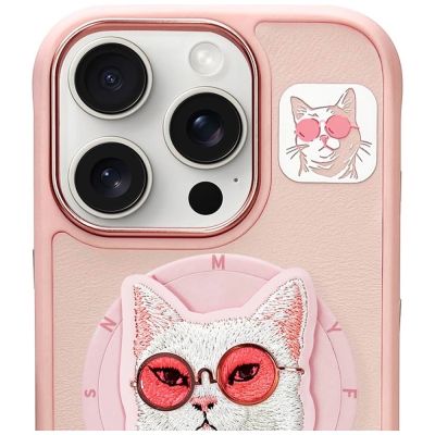 2. Nimmy Glasses Cool Cat MagSafe Case for iPhone 16 Pro - Pink