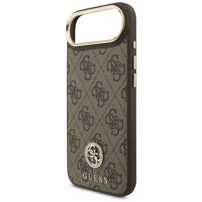 6. Guess 4G Strass Logo & Big Strap Metal Buttons MagSafe Case for iPhone Air - Brown