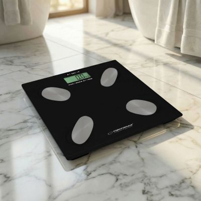 3. ESPERANZA DIGITAL BATHROOM SCALE WITH BODY FAT MEASUREMENT CHA-CHA BLACK EBS022K