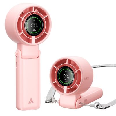 2. Aecooly Halo 02 Portable Handheld Fan, Pink