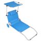 13. FOLDABLE BEACH CHAIR WITH CANOPY ON WHEELS 116x62x60-90CM BLUE