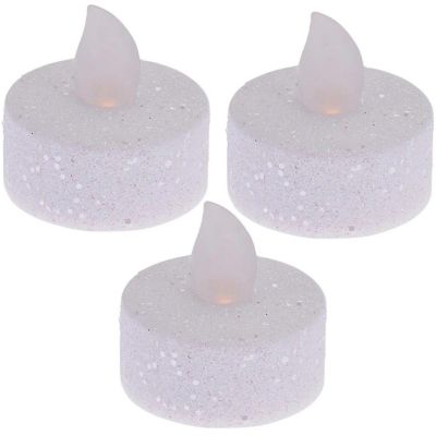 3. SET OF 3 LED TEA LIGHT CANDLES WITH GLITTER