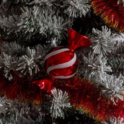 4. MICA RED GLASS CANDY-SHAPED CHRISTMAS BAUBLE
