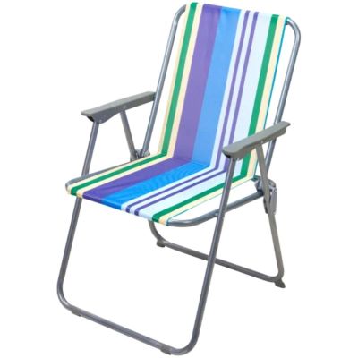 4. REDCLIFFS FOLDING CHAIR WITH ARMRESTS, BLUE STRIPES